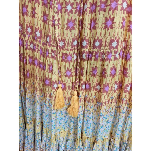Free People Rare Feelings Printed Dress In Goldenrod Combo Ruffles Size Medium - Picture 6 of 12